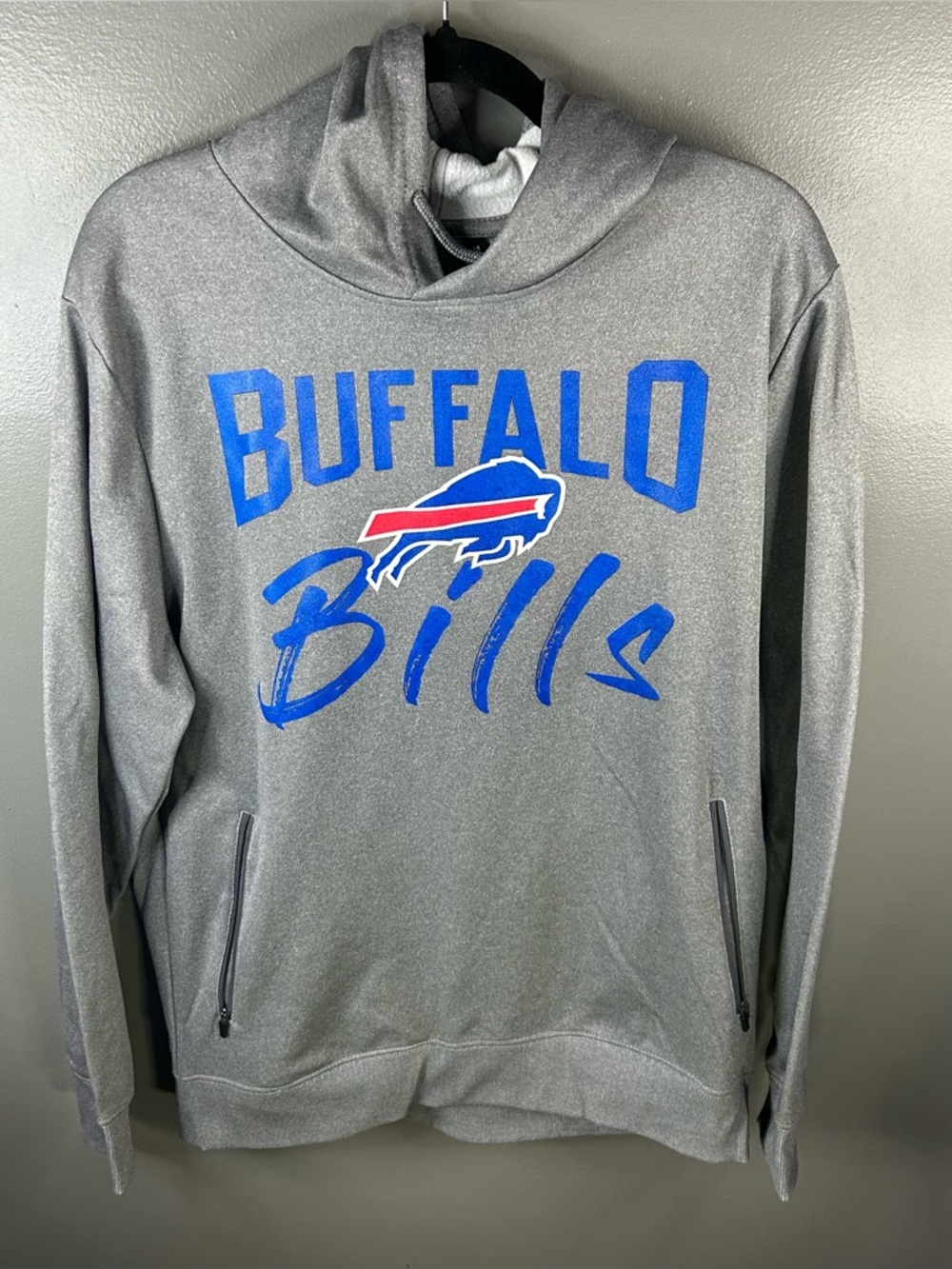 Buffalo Bills Football NFL Team Grey Hoodie Sweatshirt Pockets Size Medium